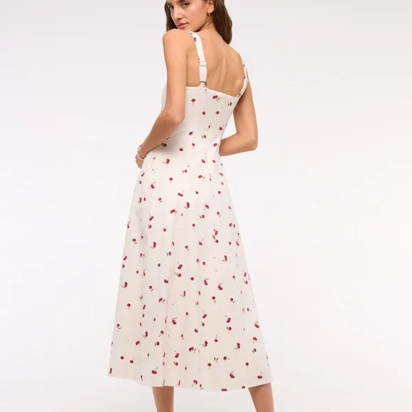 NWT Abercrombie Mila Stretch Midi Dress Size Large - Picture 3 of 13